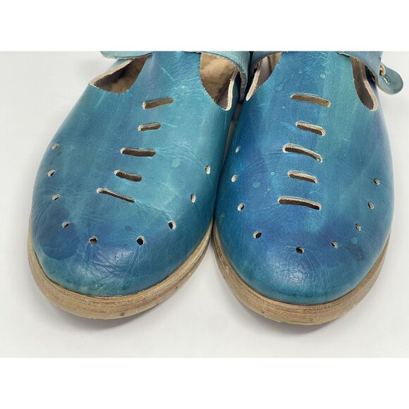 Sevilla Smith Ignacio T-strap Shoe Cebu Blue Leather Shearling Insert Size 42 EU - Picture 4 of 12